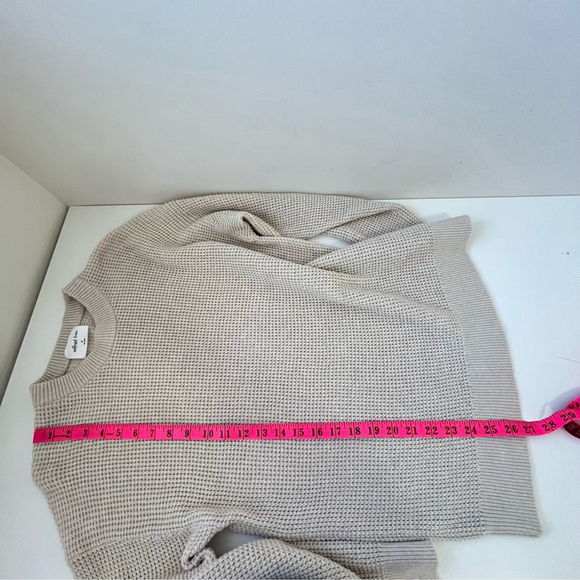 ARITZIA WILFRED FREE MERINO WOOL BLEND CREAM WAFFLE KNIT SWEATER - Picture 7 of 7